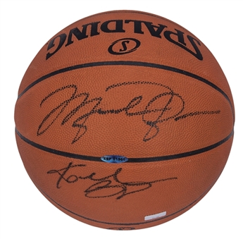 Incredible & Rare Michael Jordan & Kobe Bryant Dual Signed Basketball (UDA & Panini)